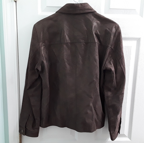 Chico's Size 1 Leather Shacket - Picture 3 of 7